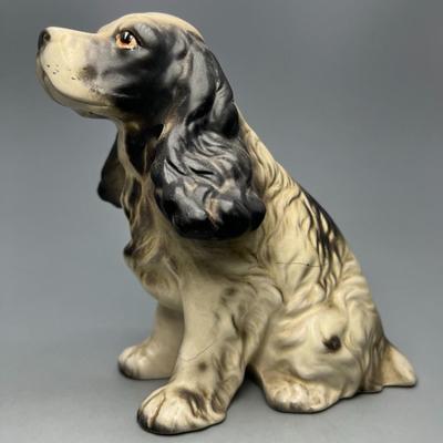 Vintage Porcelain Cocker Spaniel Sitting Dog Figurine