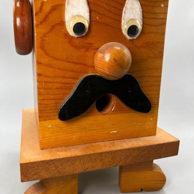 Vintage Funny Face Wooden Handcrafted Candy Bubblegum Peanut Machine Dispenser