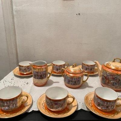 Antique Bavarian tea set with creamer and sugar