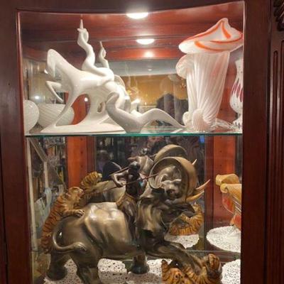 Art Pieces Royal Dux Porcelain Lady Art Glass Horn Center Piece,
Elephant Sold