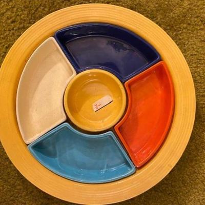 RARE Original Colors fiesta Relish tray ***  Each piece is embossed with earlier HLO emblem and lower case letters and USA 