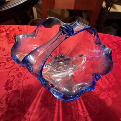 Art glass Ribbon bow Bowl /Candy dish/Compote