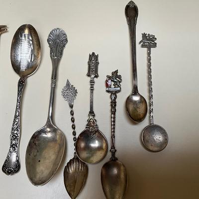1344 Souvenir Spoons Sterling & Silver Plate