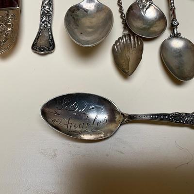 1344 Souvenir Spoons Sterling & Silver Plate