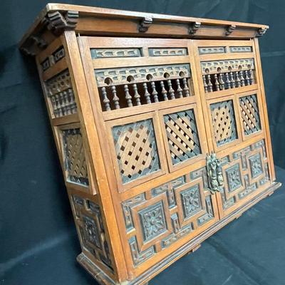 Vintage Asian Oriental Wooden Cricket House Cabinet
