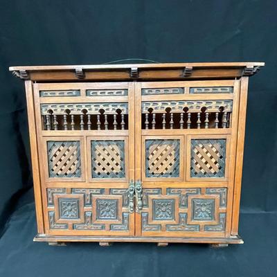 Vintage Asian Oriental Wooden Cricket House Cabinet