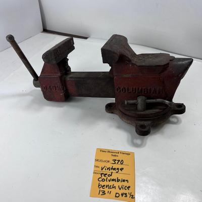 Vintage  red Columbia  13" Table Bench Vice