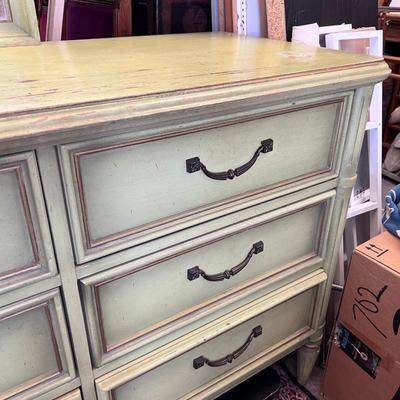 Fantastic original Green Mid Century 63" Dresser with mirror