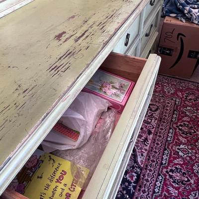 Fantastic original Green Mid Century 63" Dresser with mirror
