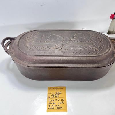 Lode Wildlife series Vintage cast iron Lid is also is a grill pan, turned to the inside
