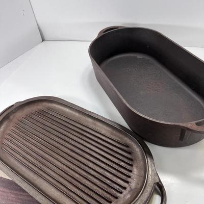 Lode Wildlife series Vintage cast iron Lid is also is a grill pan, turned to the inside