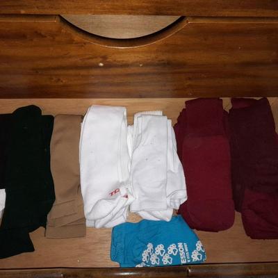 20 Pairs of socks, Black men's New Balance shoes size 11 and shoe polish