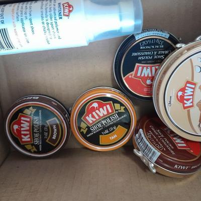 20 Pairs of socks, Black men's New Balance shoes size 11 and shoe polish