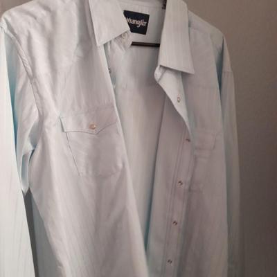 Men's long-sleeved shirts, pearl snap wrangler, and more XXL, 34-35