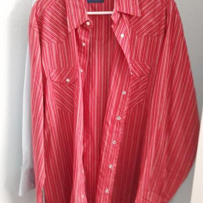 Men's long-sleeved shirts, pearl snap wrangler, and more XXL, 34-35