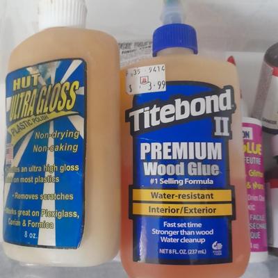 Assortment of Chemicals and Glues for crafting woodwork and other crafts
