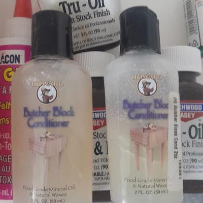 Assortment of Chemicals and Glues for crafting woodwork and other crafts