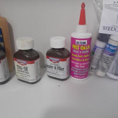 Assortment of Chemicals and Glues for crafting woodwork and other crafts