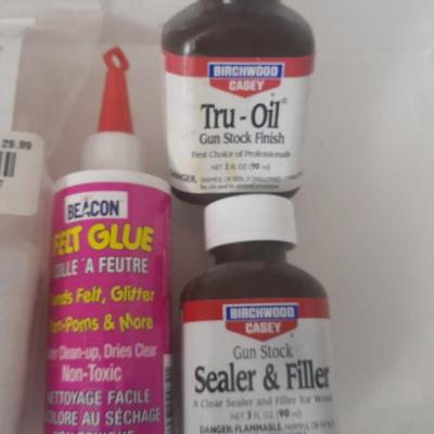 Assortment of Chemicals and Glues for crafting woodwork and other crafts