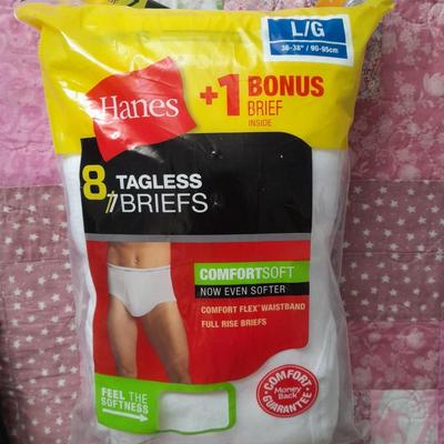 Package of Men's L/G New Briefs and 2 packs of new socks