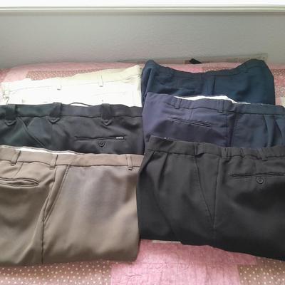 6 pair of Men's pants Sheplers, 42, Flexslax, Kentworth, and more