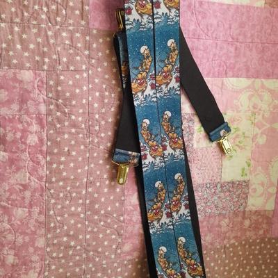 Two Clip on Suspenders and Two leather belts