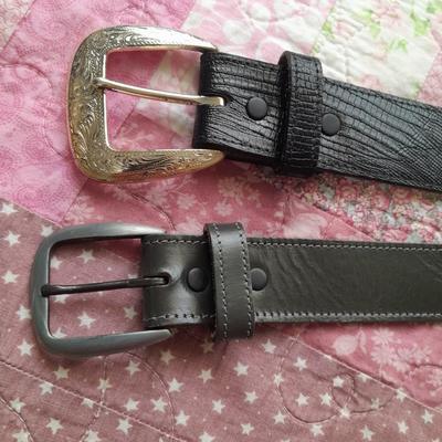 Two Clip on Suspenders and Two leather belts