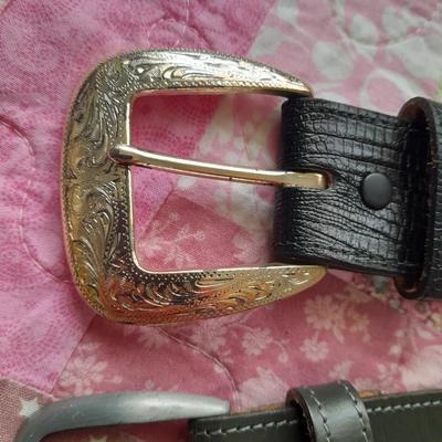 Two Clip on Suspenders and Two leather belts