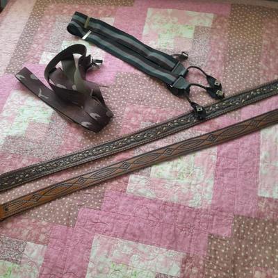 Two pairs of Suspenders and Two leather belts