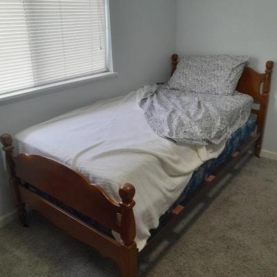 Twin Sized bed, with bedding, headboard, Footboard, Mattress and Box springs