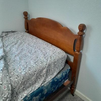 Twin Sized bed, with bedding, headboard, Footboard, Mattress and Box springs