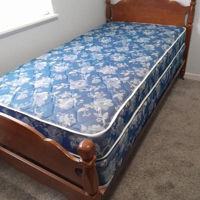 Twin Sized bed, with bedding, headboard, Footboard, Mattress and Box springs