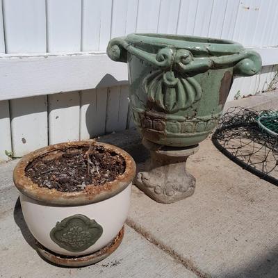 Flower urn and ceramic flowerpot