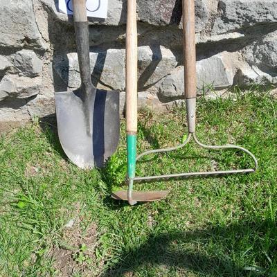Hand tools, Shovel, Hard rake, and a hoe