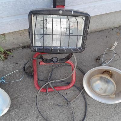Craftsman work light and two heat lamp / hanging work light fixtures