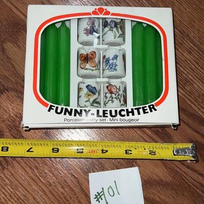 Funny leuchter procelain party set ( mini candles with holders) from germany