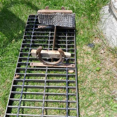 Old generator cart to repurpose, rv step, rack and doorway grate / shoe scraper