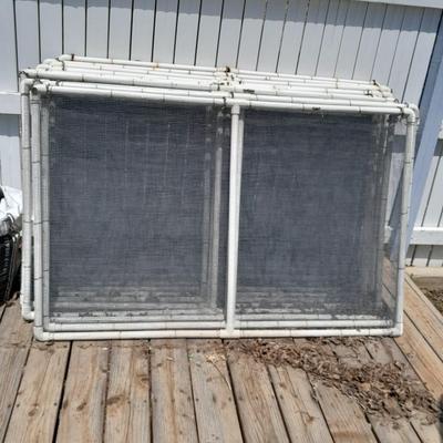 Six PVC pipe framed screens for gardening