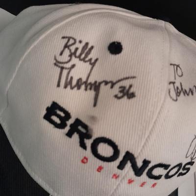 Signed Bronco's Hat a Bronco's sweater and a hat form Personalized for John