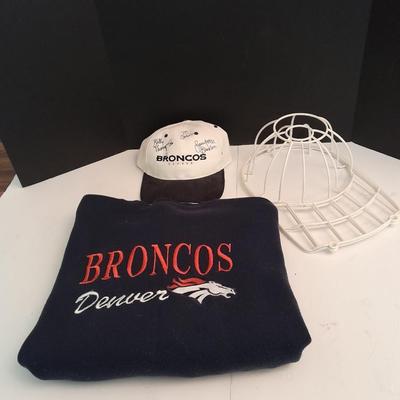 Signed Bronco's Hat a Bronco's sweater and a hat form Personalized for John