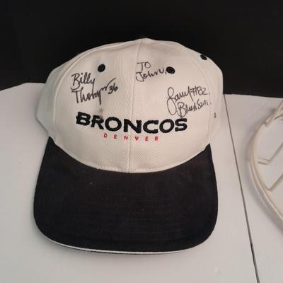 Signed Bronco's Hat a Bronco's sweater and a hat form Personalized for John