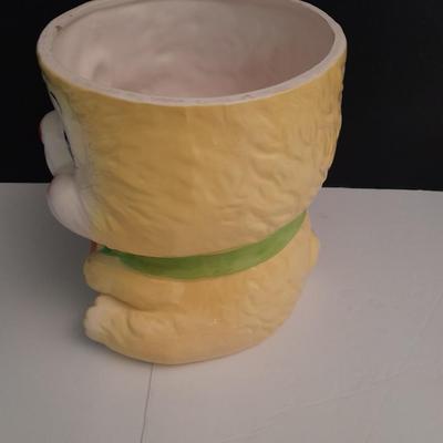 Vintage KC Japan Kitschy Yellow Bunny Rabbit wearing a Green Hat Cookie Jar