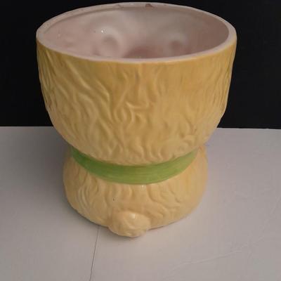 Vintage KC Japan Kitschy Yellow Bunny Rabbit wearing a Green Hat Cookie Jar