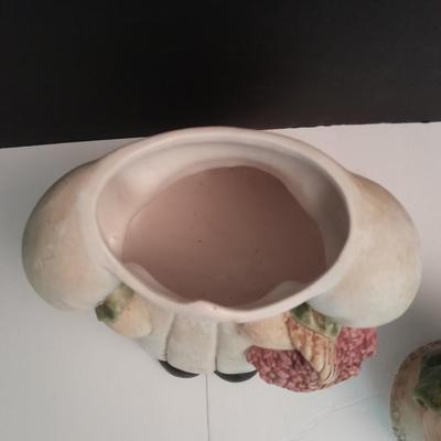 Vintage Rose Cottage Rabbit Cookie Jar