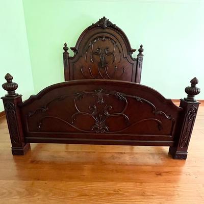 Solid Dark Wood King Size Bed