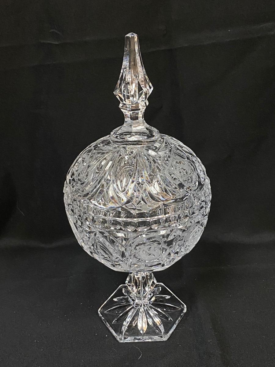 Vintage Cut Glass Lidded Candy Dish Vintage Cut Glass Lidded Candy Dish