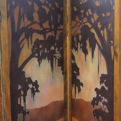 UNIQUE ORIGINAL ANTIQUE ART DECO ROOM DIVIDER OF THREE PANELS.