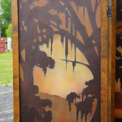 UNIQUE ORIGINAL ANTIQUE ART DECO ROOM DIVIDER OF THREE PANELS.