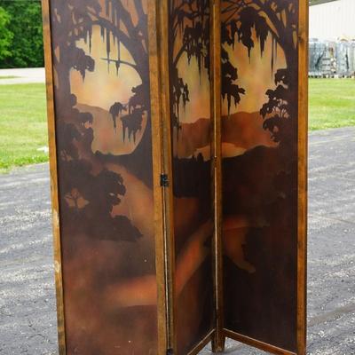 UNIQUE ORIGINAL ANTIQUE ART DECO ROOM DIVIDER OF THREE PANELS.
