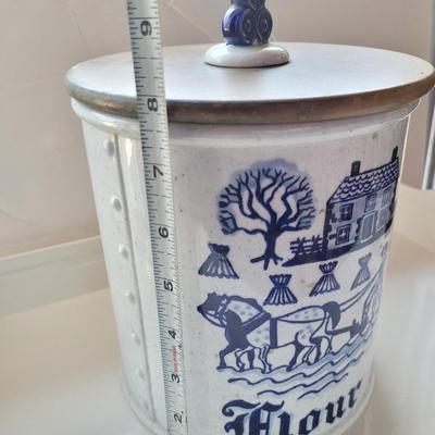 Large Vintage Flour Canister Stoneware